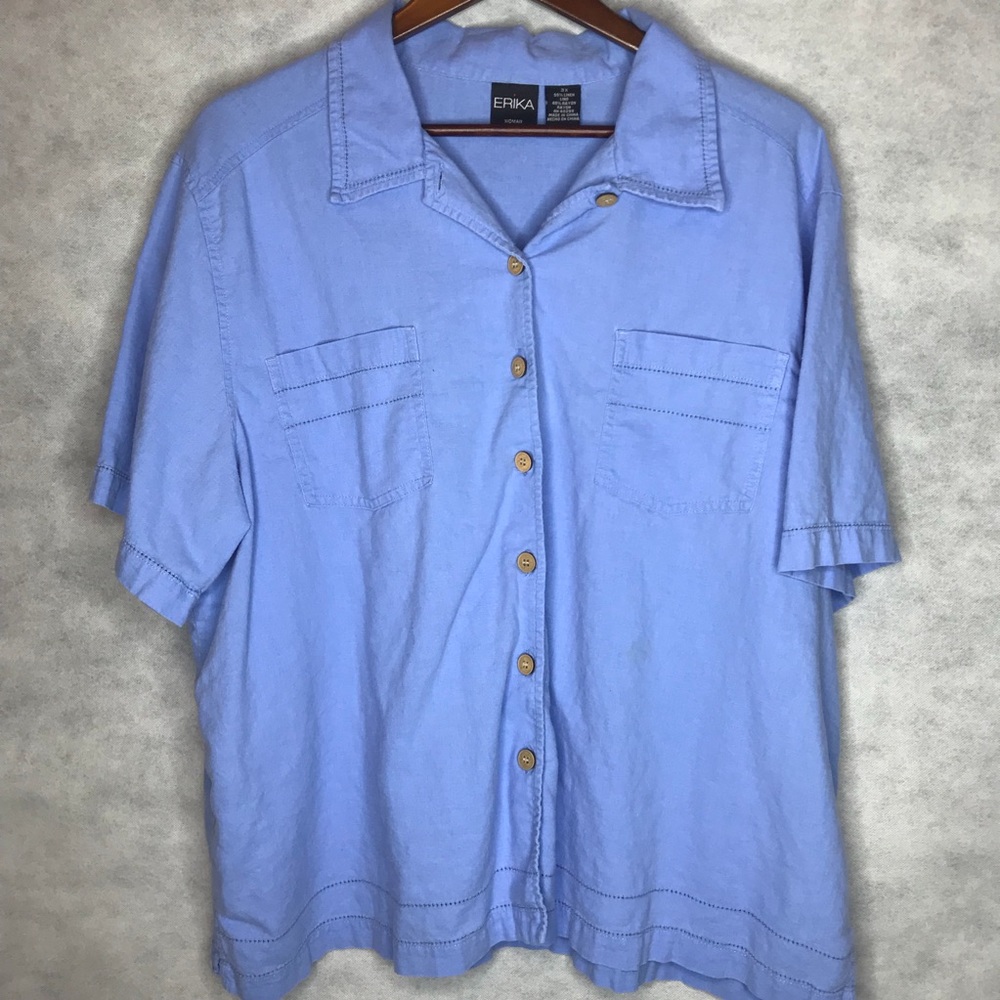 Retro Erika Chambray Button Up Short Sleeve